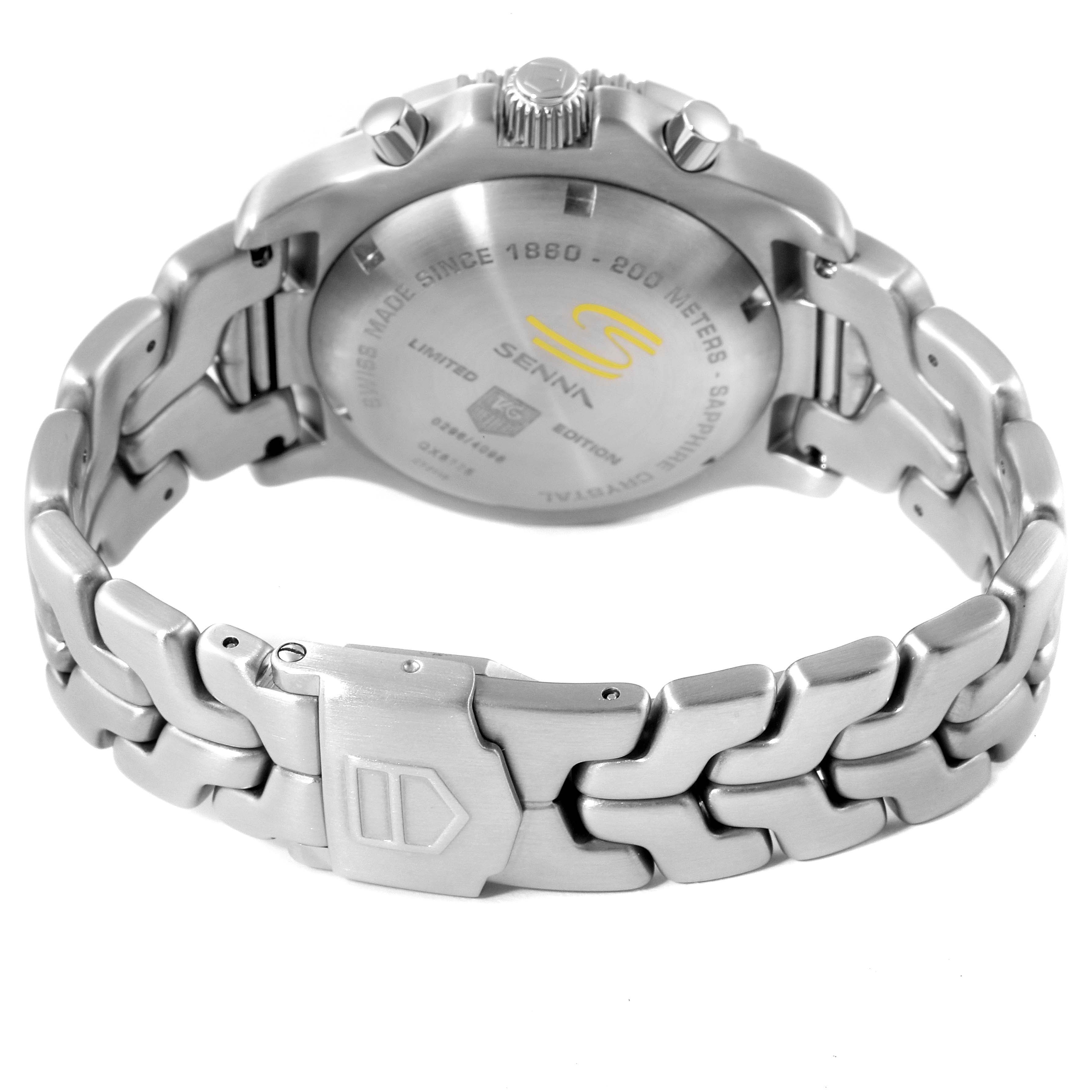 The image shows the back angle of a Tag Heuer Link CT2115 Men
s Stainless Steel Black Dial CT2115 Men
s Stainless Steel Black Dial model watch, highlighting the case back, bracelet, and clasp.