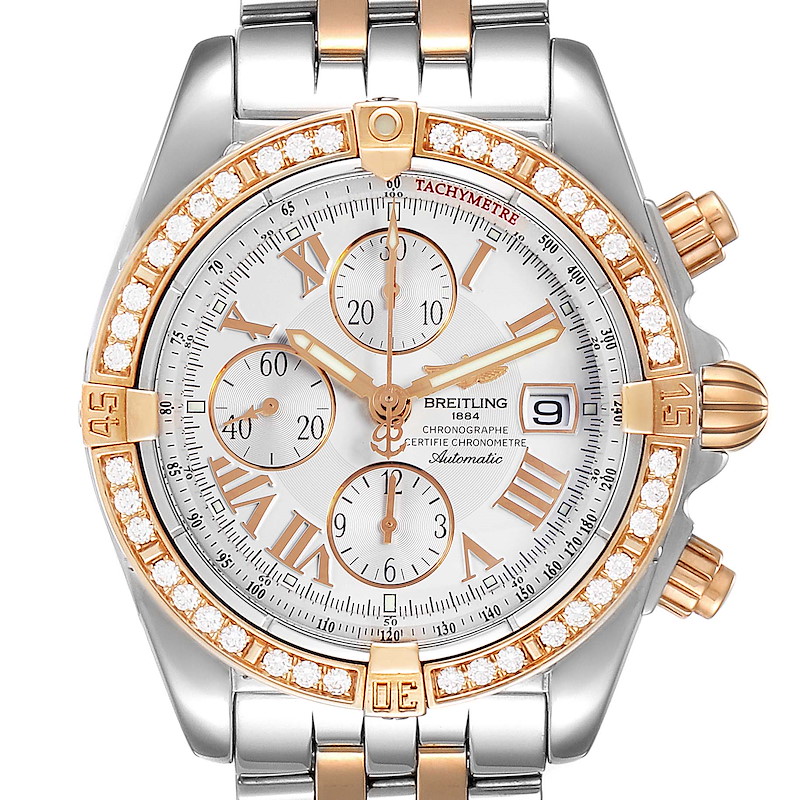 Breitling Chronomat Evolution Steel Rose Gold Diamond Watch C13356 SwissWatchExpo