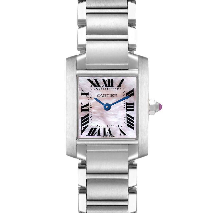 Cartier Tank Francaise MOP Dial Steel Ladies Watch W51028Q3 Box Card SwissWatchExpo