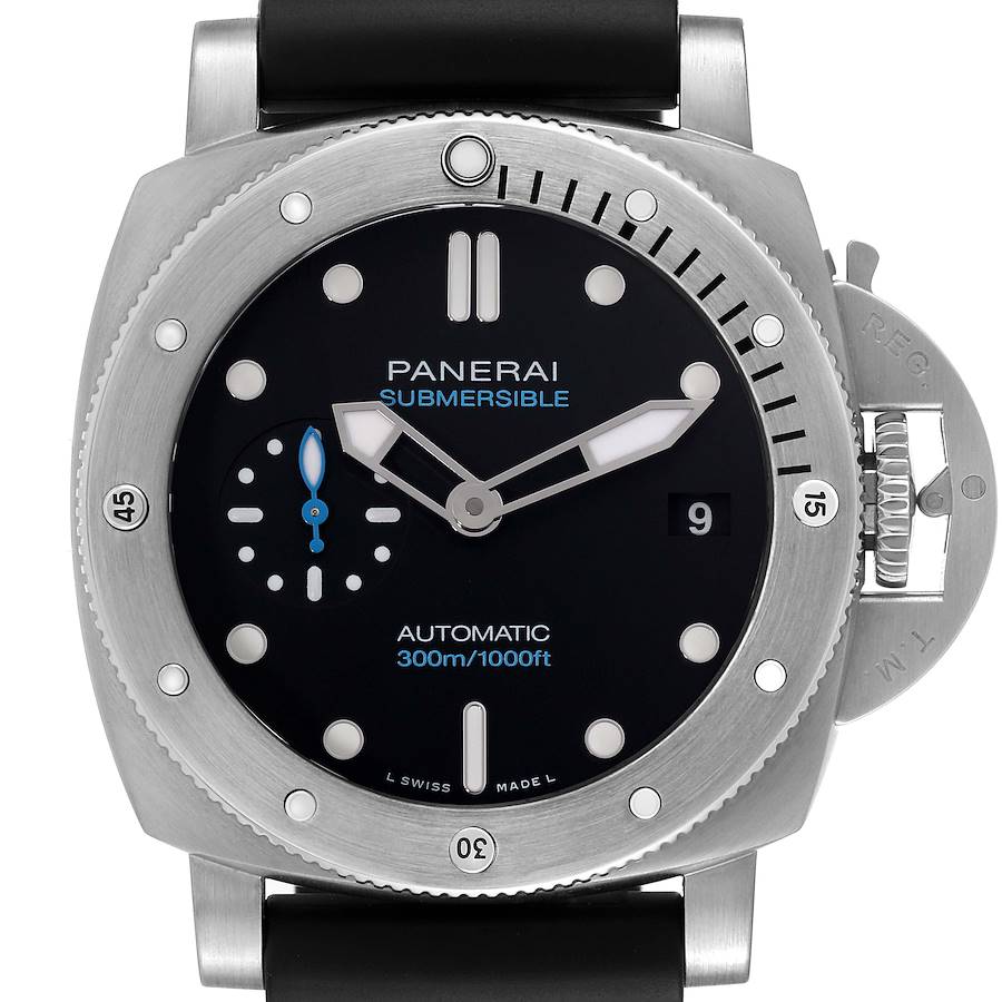 Panerai Luminor Submersible 42mm Black Dial Steel Mens Watch PAM00973 SwissWatchExpo