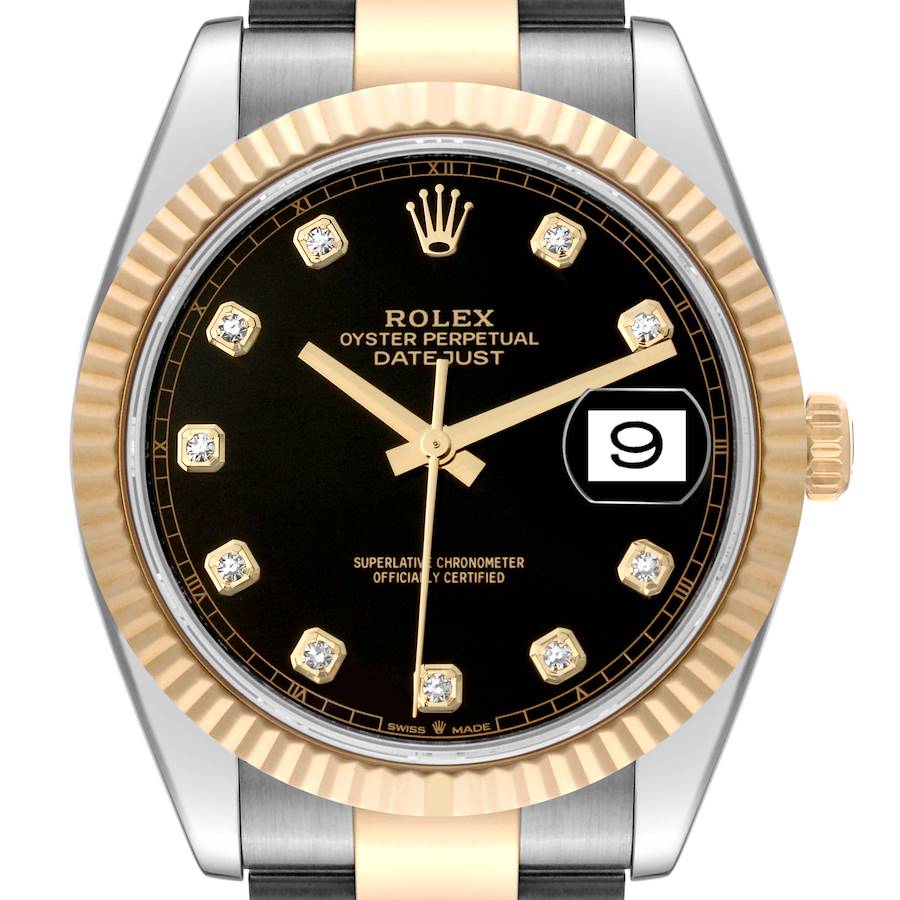 Rolex Datejust 41 Steel Yellow Gold Diamond Dial Mens Watch 126333 Box Card SwissWatchExpo