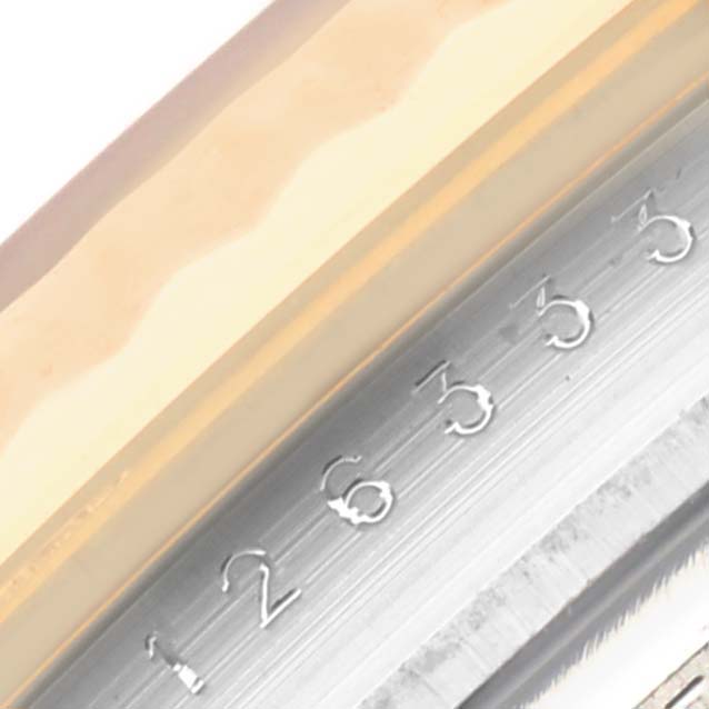 The image shows a close-up of the numbered dial of the Rolex Datejust 41 126333 Men's Steel and Gold (two tone) Black Dial 126333 Men's Steel and Gold (two tone) Black Dial watch.