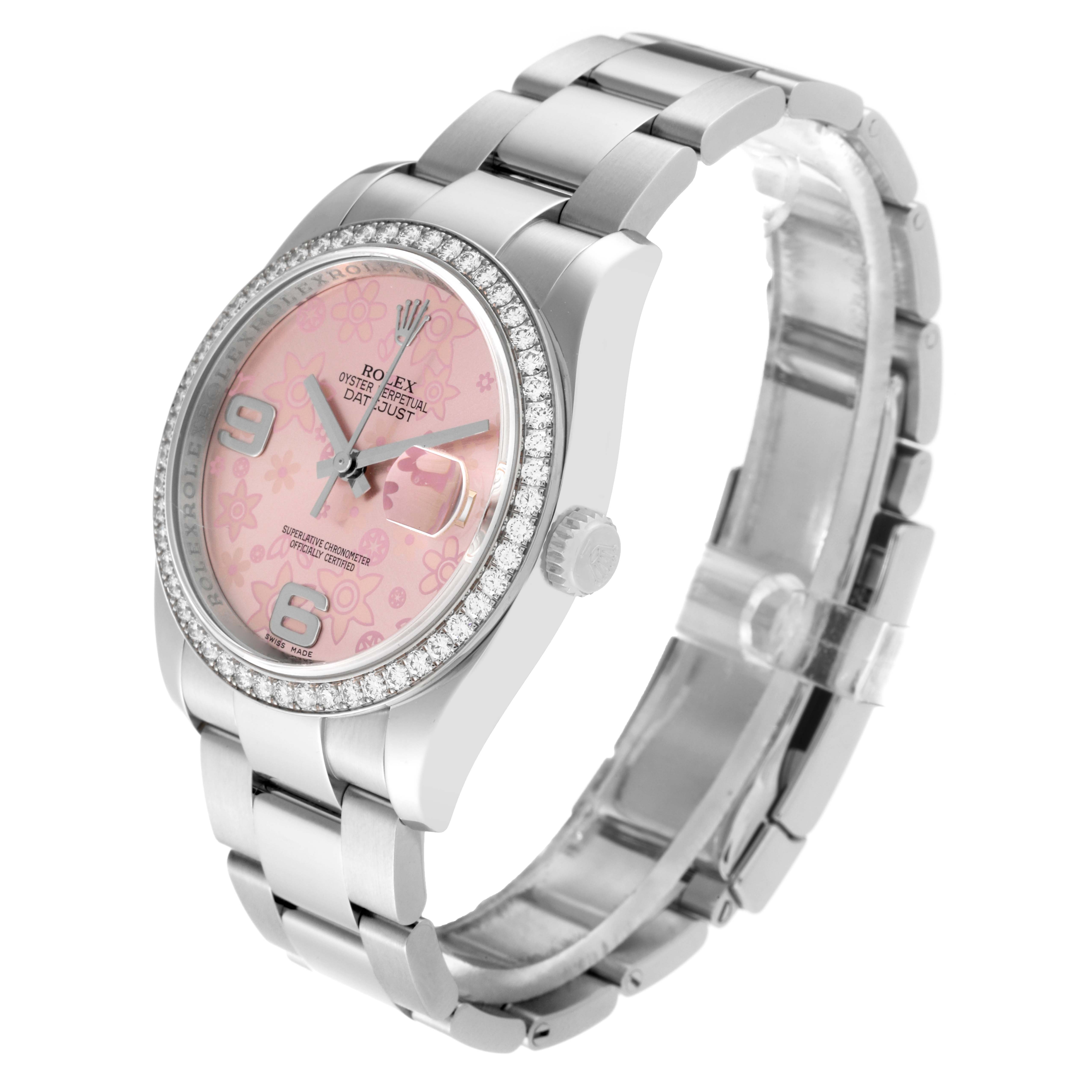 This Rolex Datejust 116244 Men's Steel and Gold (two tone) Pink Dial 116244 Men's Steel and Gold (two tone) Pink Dial watch is shown at a three-quarter angle highlighting the dial, bezel, case, and bracelet.