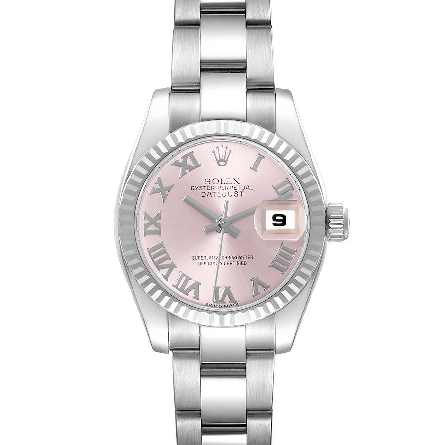 Rolex Datejust Steel White Gold Pink Roman Dial Ladies Watch 179174 SwissWatchExpo