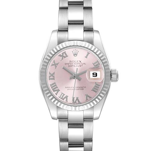 Photo of Rolex Datejust Steel White Gold Pink Roman Dial Ladies Watch 179174