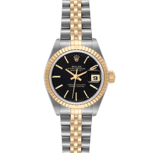 Photo of Rolex Datejust Steel Yellow Gold Black Tapestry Dial Ladies Watch 69173