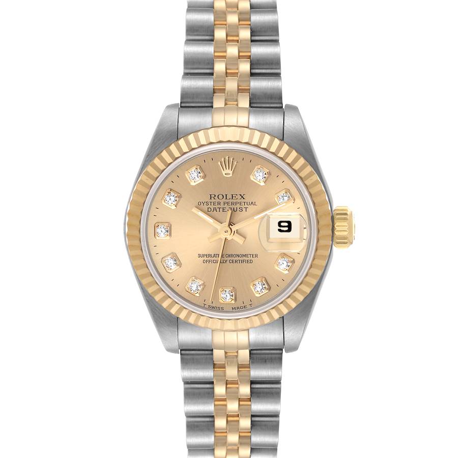 Rolex Datejust Steel Yellow Gold Diamond Dial Ladies Watch 69173 SwissWatchExpo