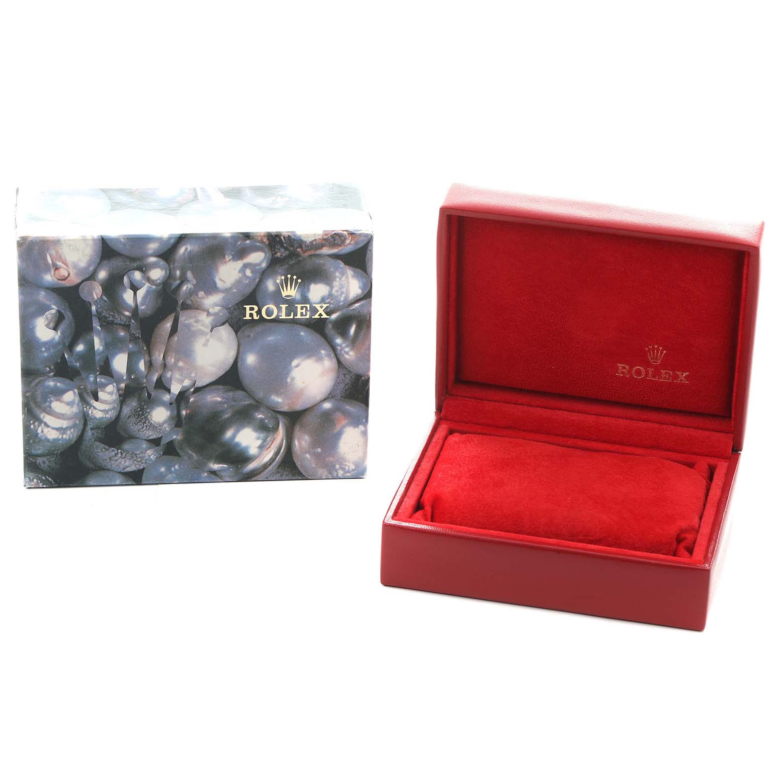 The image shows a Rolex Datejust 69173 Women's Steel and Gold (two tone) Champagne Dial watch box and its outer packaging, both viewed from the front.