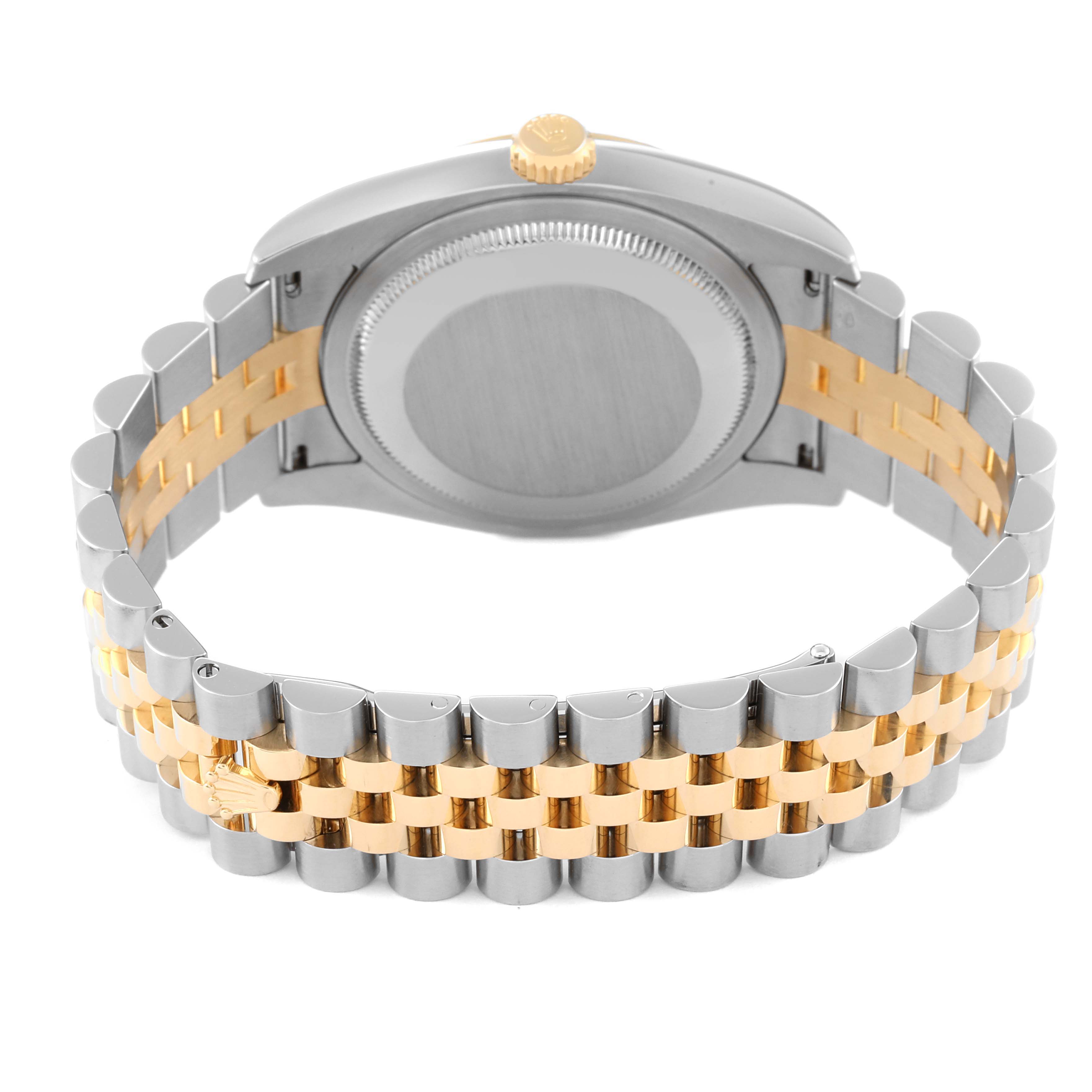 The image shows the back case and two-tone bracelet of the Rolex Datejust 116233 Men's Steel and Gold (two tone) White Dial 116233 Men's Steel and Gold (two tone) White Dial model watch.