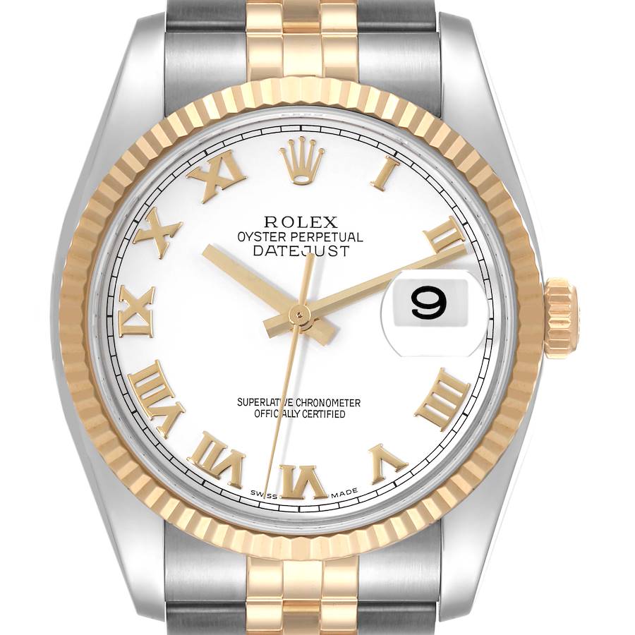 Rolex Datejust Steel Yellow Gold White Dial Mens Watch 116233 Box Card SwissWatchExpo