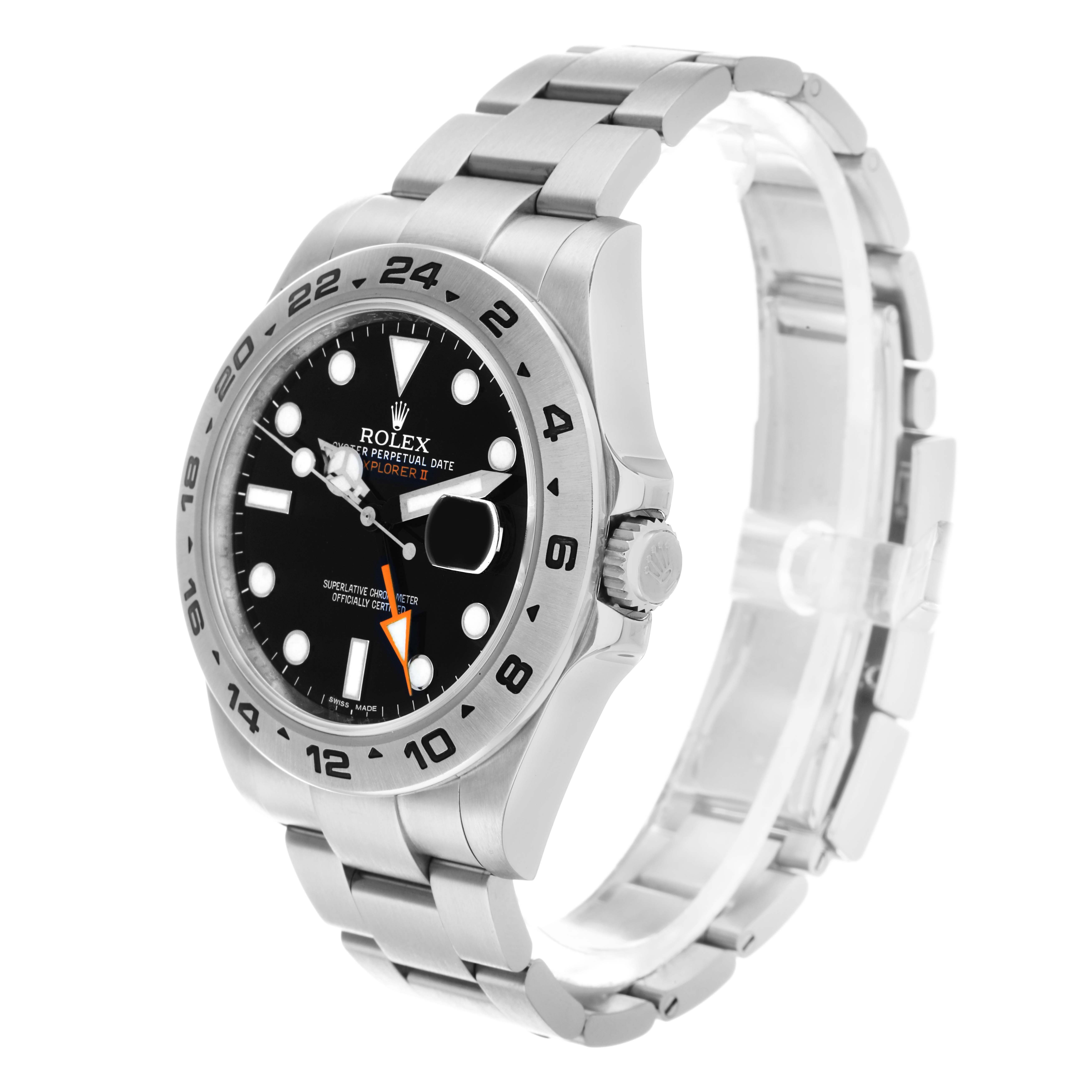 The Rolex Explorer 216570 Men
s Stainless Steel Black Dial model watch is shown at a three-quarter angle, highlighting the bezel, dial, bracelet, and crown.