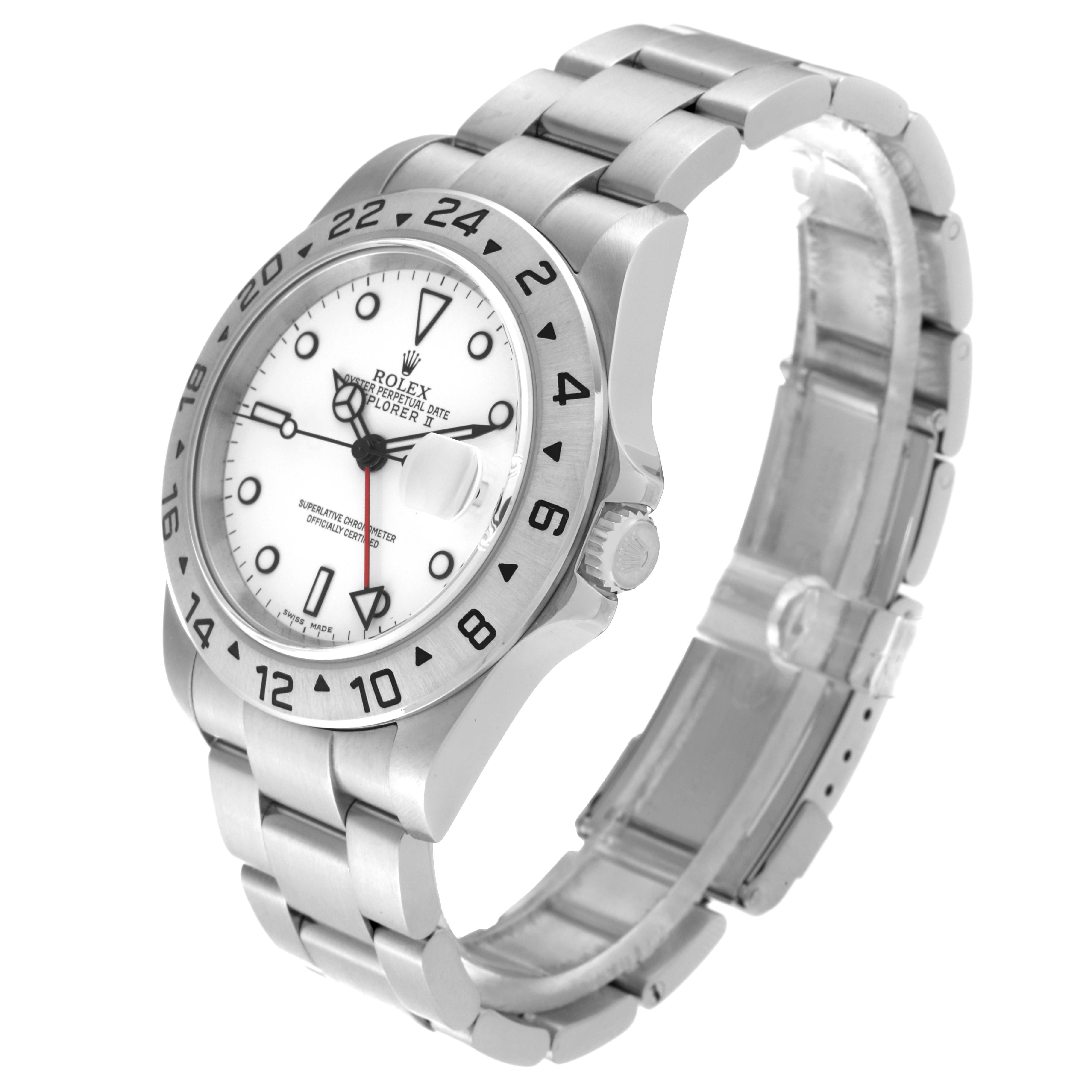 This image shows the Rolex Explorer 16570 Men's Stainless Steel White Dial 16570 Men's Stainless Steel White Dial watch at a three-quarter angle, highlighting the face, bezel, crown, and bracelet.