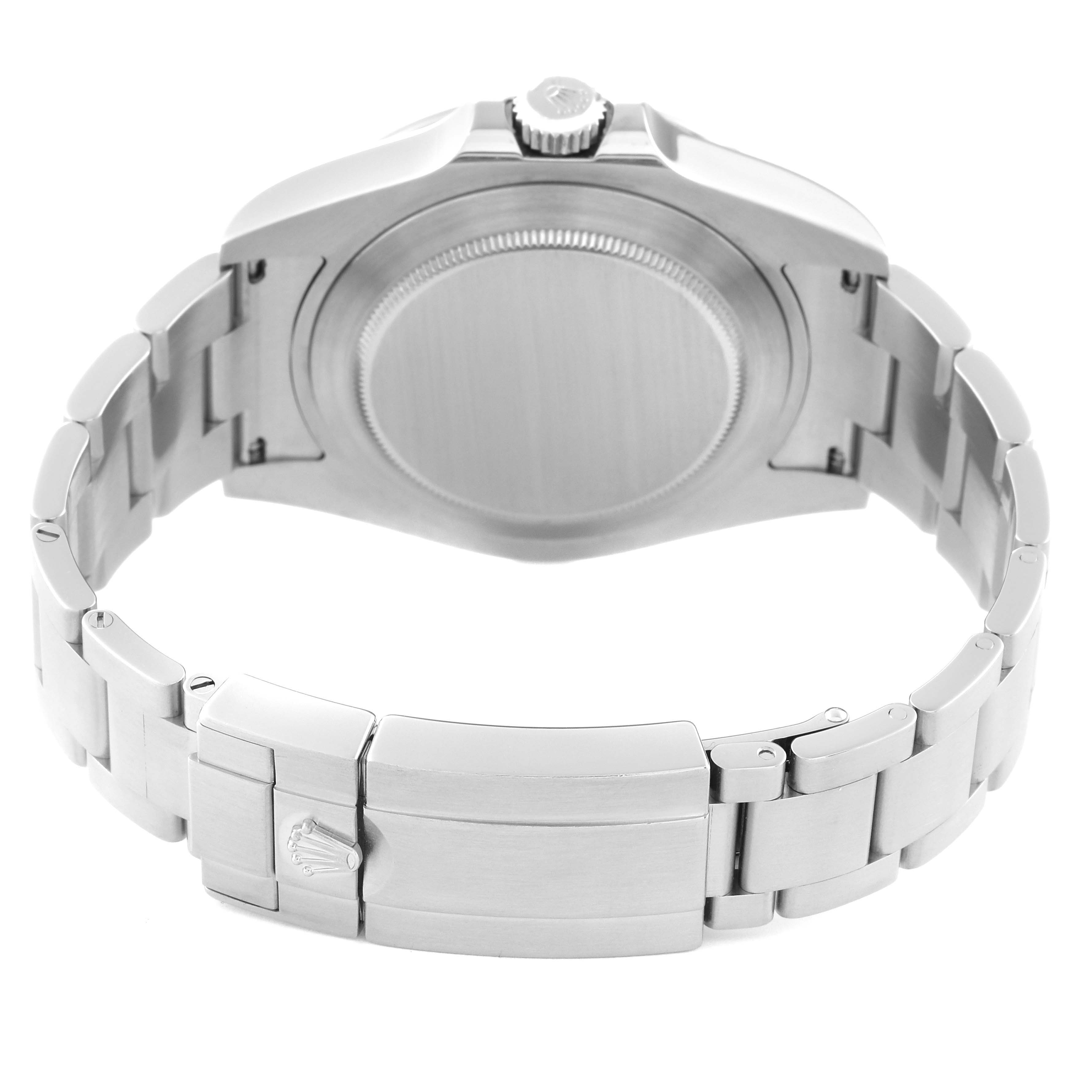 The image shows the back case and metal bracelet with clasp of a Rolex Explorer 216570 Men's Stainless Steel White Dial 216570 Men's Stainless Steel White Dial model watch.