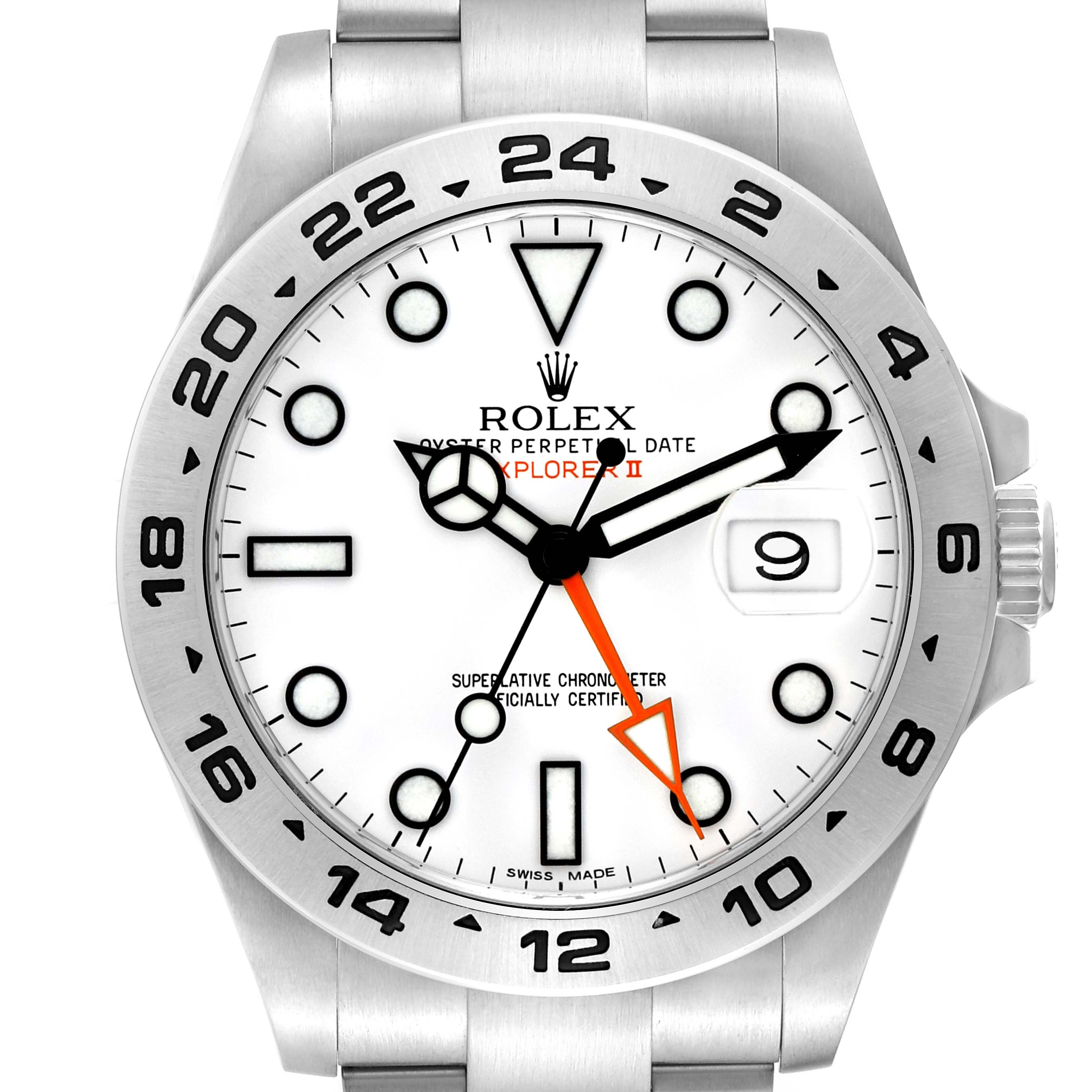 This image shows the face of the Rolex Explorer 216570 Men's Stainless Steel White Dial 216570 Men's Stainless Steel White Dial watch from a front angle, highlighting the dial, hands, and bezel.