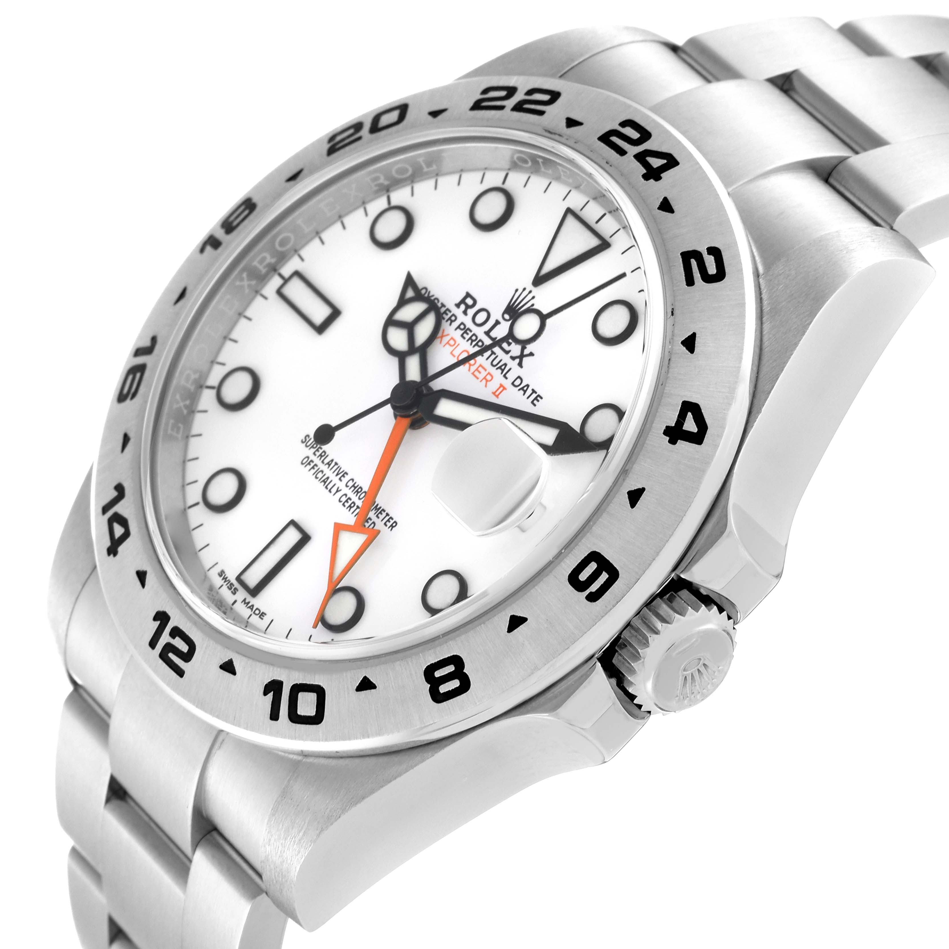 This image shows a side view of the Rolex Explorer 216570 Men's Stainless Steel White Dial 216570 Men's Stainless Steel White Dial watch, highlighting the face, bezel, crown, and part of the bracelet.