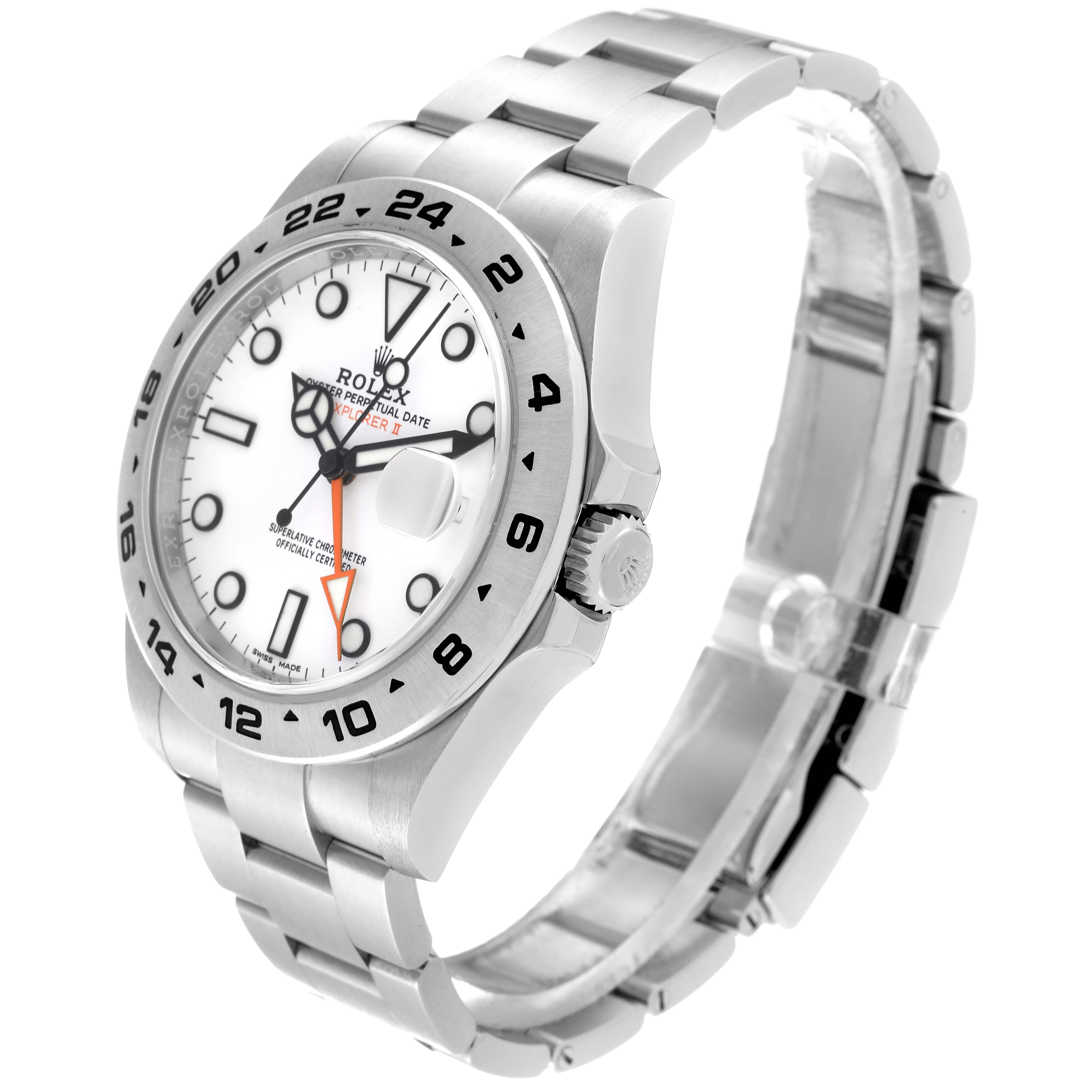 The image shows a side angle of the Rolex Explorer 216570 Men's Stainless Steel White Dial 216570 Men's Stainless Steel White Dial watch, highlighting the face, bezel, crown, and part of the bracelet.