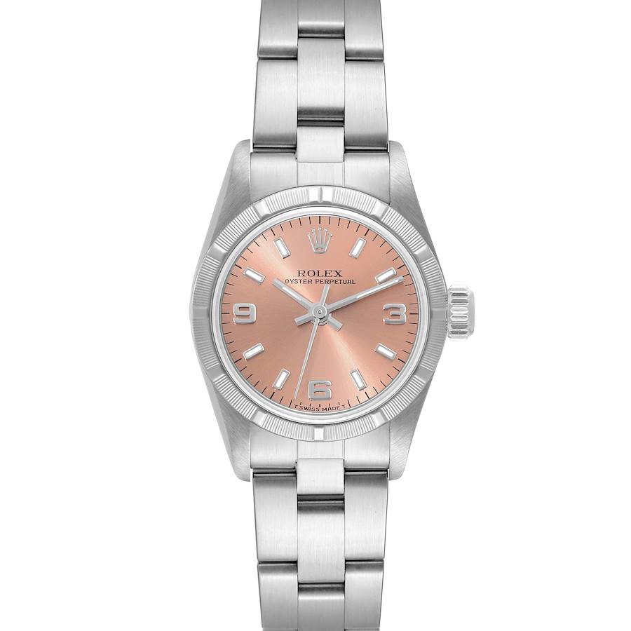 Rolex Oyster Perpetual Salmon Dial Steel Ladies Watch 67230 Box Papers SwissWatchExpo