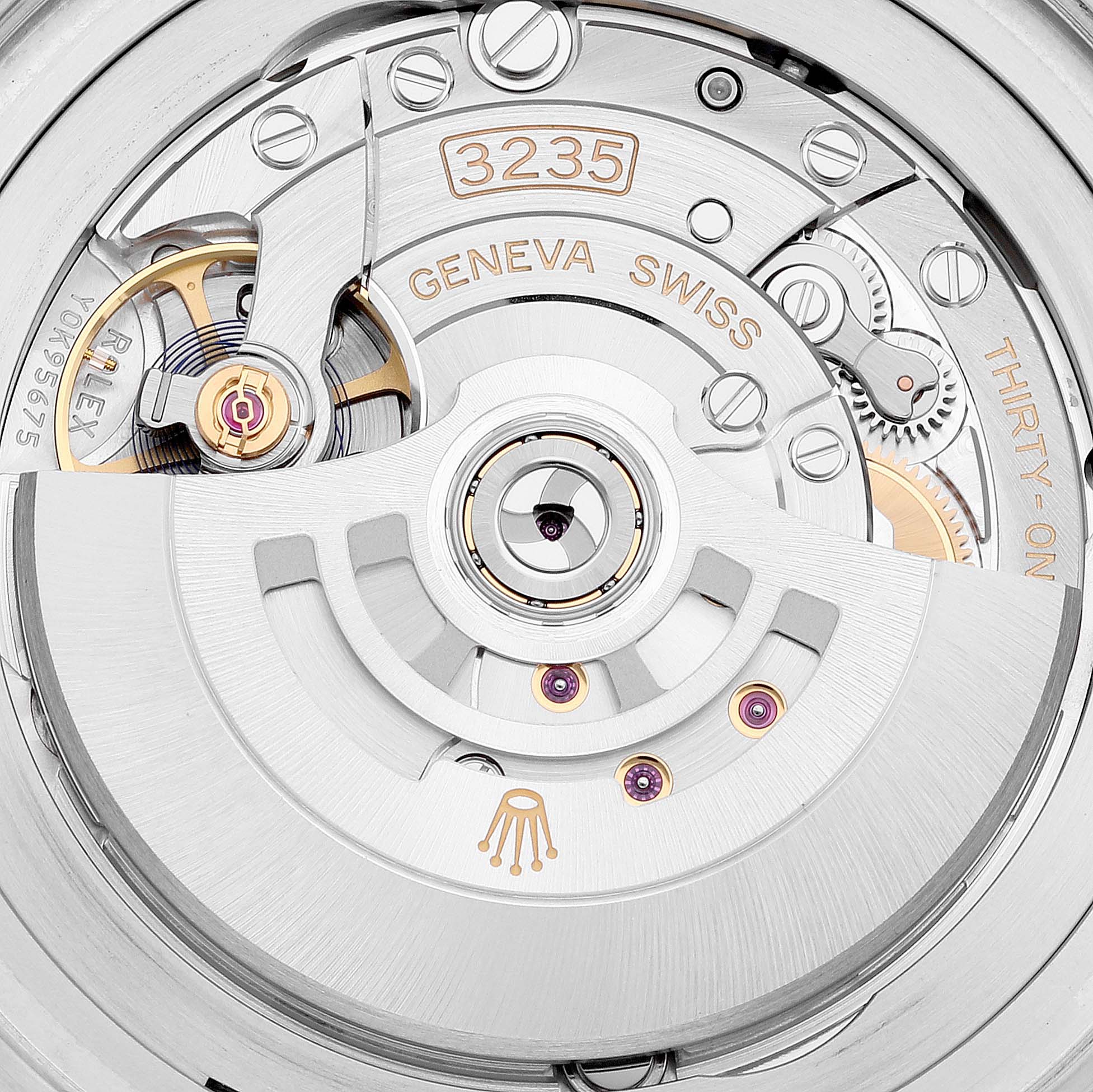 The image shows the movement mechanism of the Rolex Sea-Dweller 126660 Men
s Stainless Steel Black Dial 126660 Men
s Stainless Steel Black Dial model 3235 in close-up detail.
