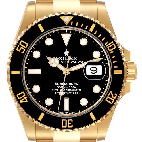 Photo of Rolex Submariner Yellow Gold Black Dial Bezel Mens Watch 126618 Box Card
