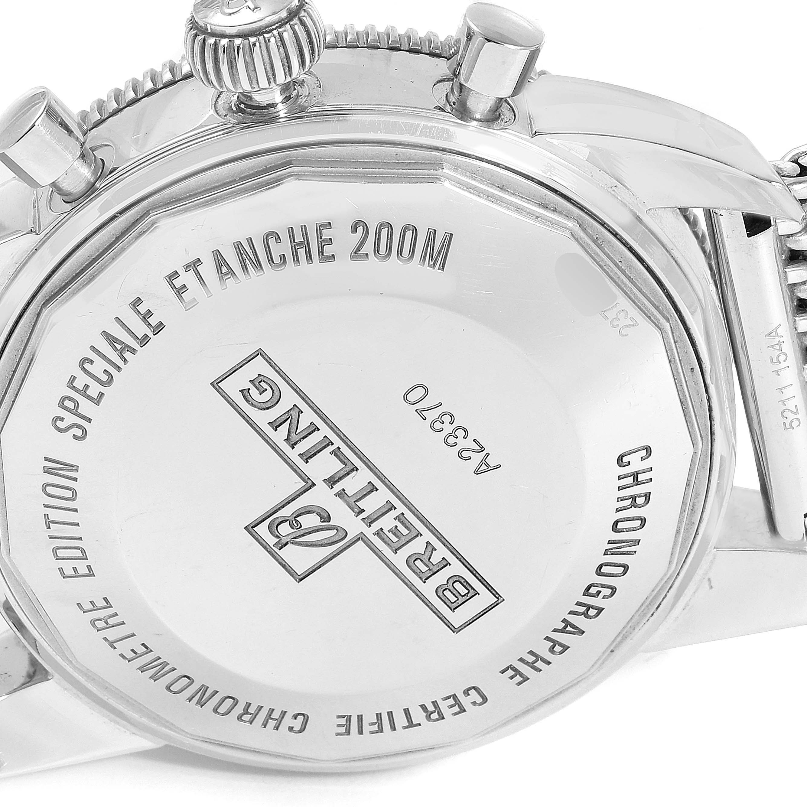 This image shows the case back and part of the crown of the Breitling Superocean A23370 Men's Stainless Steel Black Dial A23370 Men's Stainless Steel Black Dial watch model.