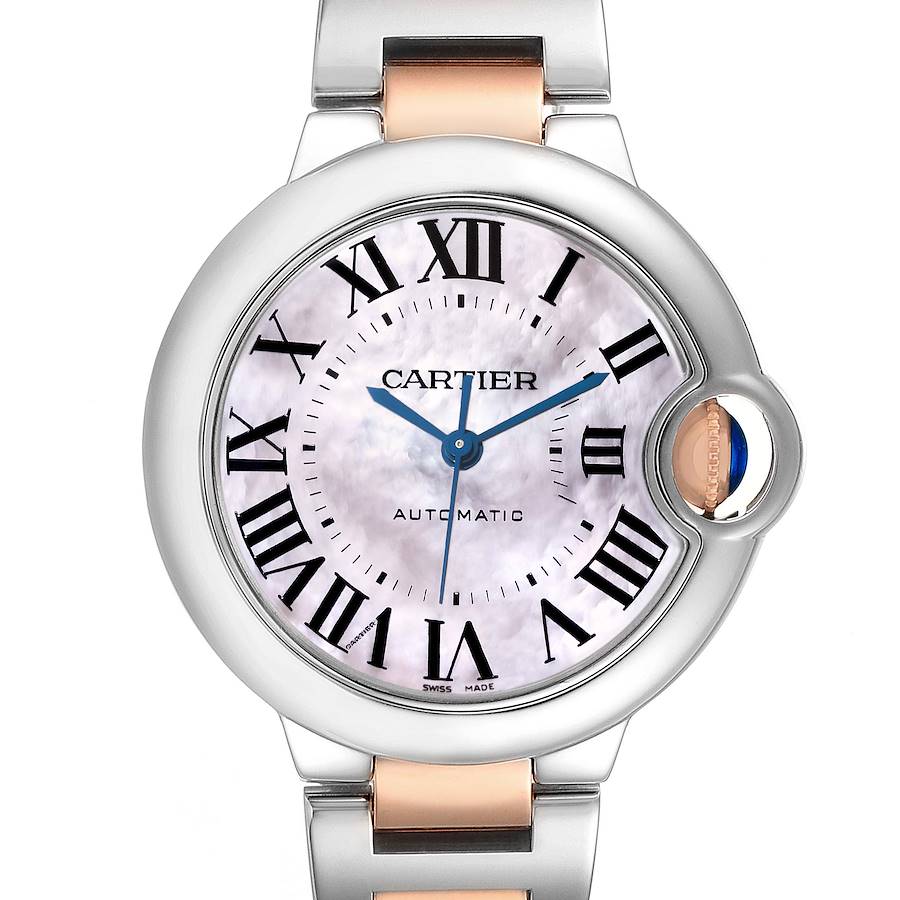 Cartier Ballon Bleu Midsize Steel Rose Gold Ladies Watch W6920098 Box Papers SwissWatchExpo