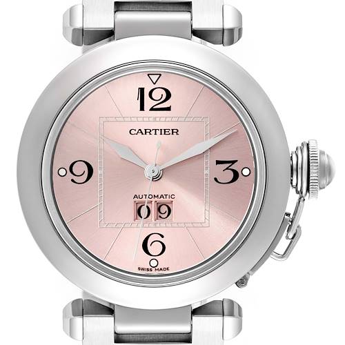 Photo of Cartier Pasha Big Date Pink Dial Steel Ladies Watch W31058M7 Box Papers