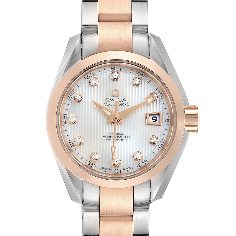 Omega Aqua Terra Steel Rose Gold Diamond Watch 231.20.30.20.55.001 SwissWatchExpo