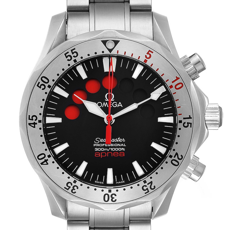 Omega Seamaster Apnea Jacques Mayol Black Dial Mens Watch 2595.50.00 SwissWatchExpo