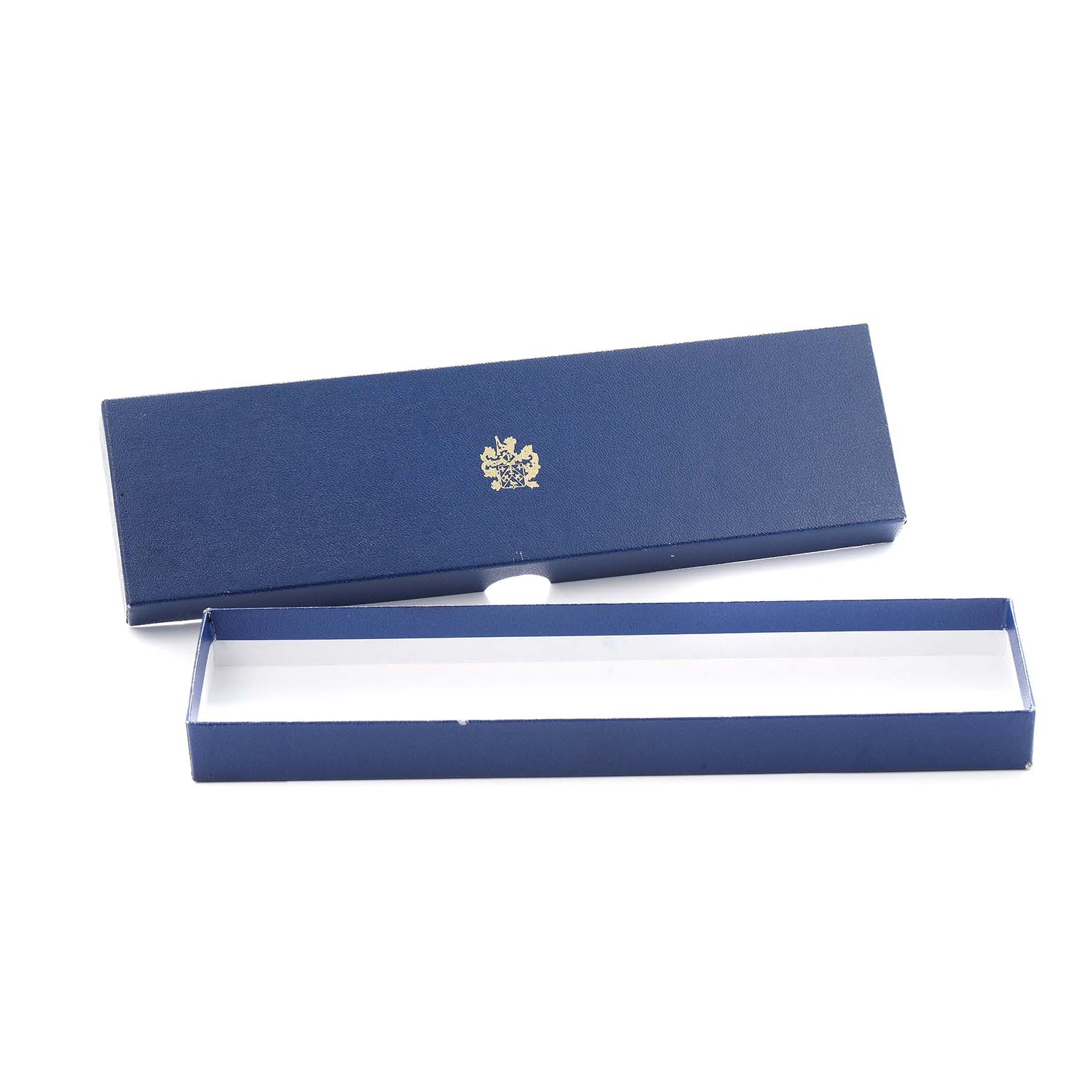 The image shows a blue watch box for the Piaget 9026 Women's Yellow Gold Black Dial Dancer Vintage model, opened with an empty interior.