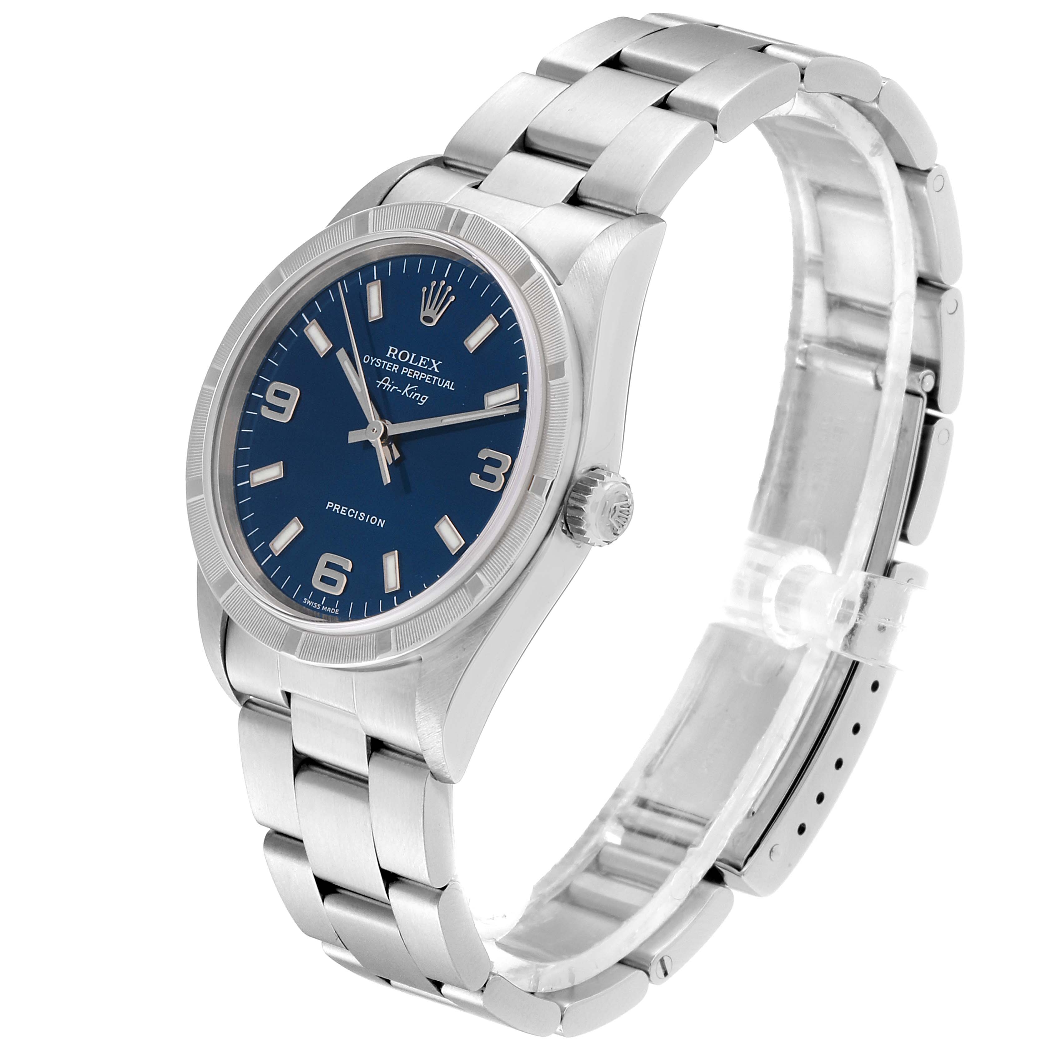 Rolex Air King 34 Blue Dial Oyster Bracelet Steel Mens Watch 14010 ...