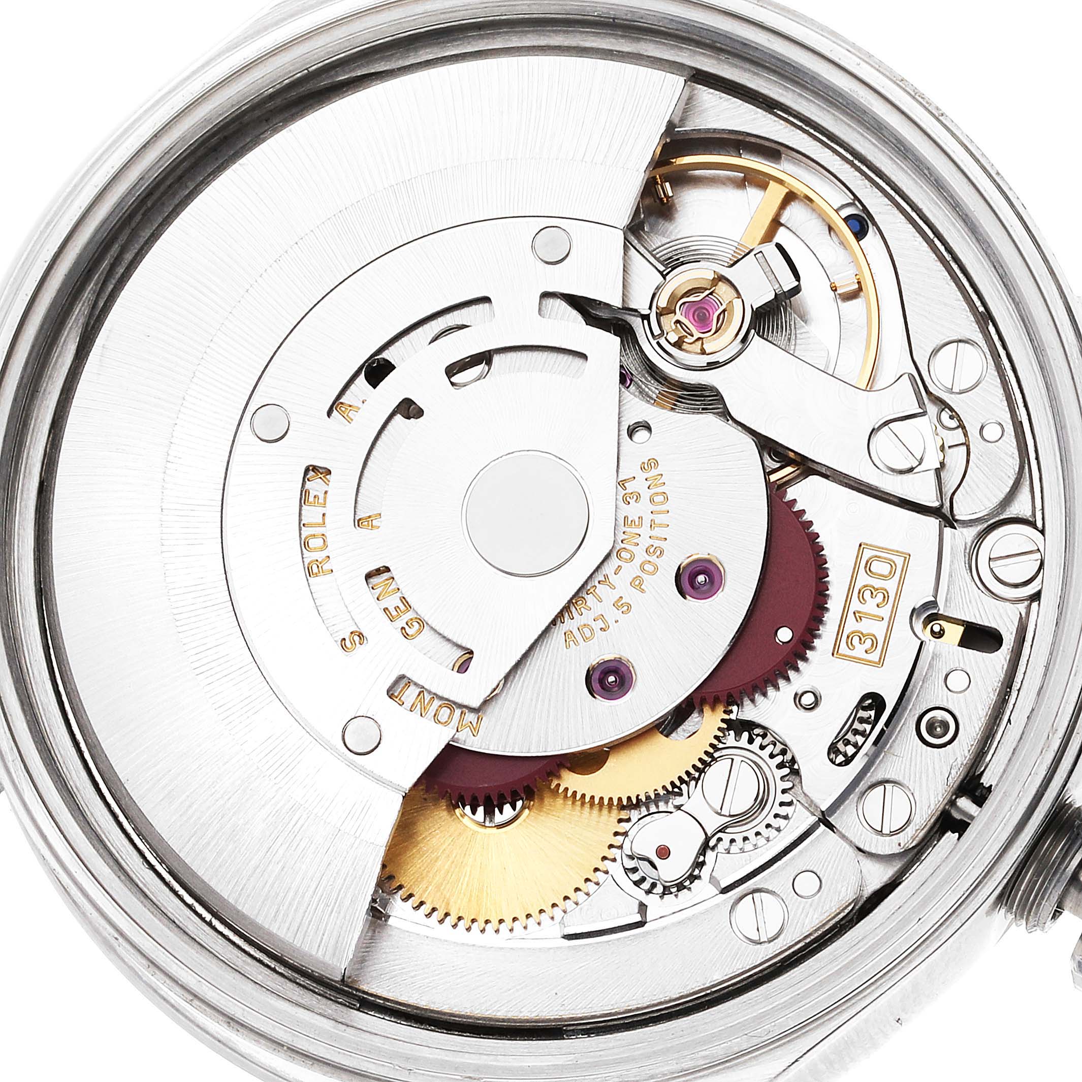 The image shows the intricate internal mechanical movement of the Rolex Air-King 14000 Men's Stainless Steel Blue Dial 14000 Men's Stainless Steel Blue Dial watch.