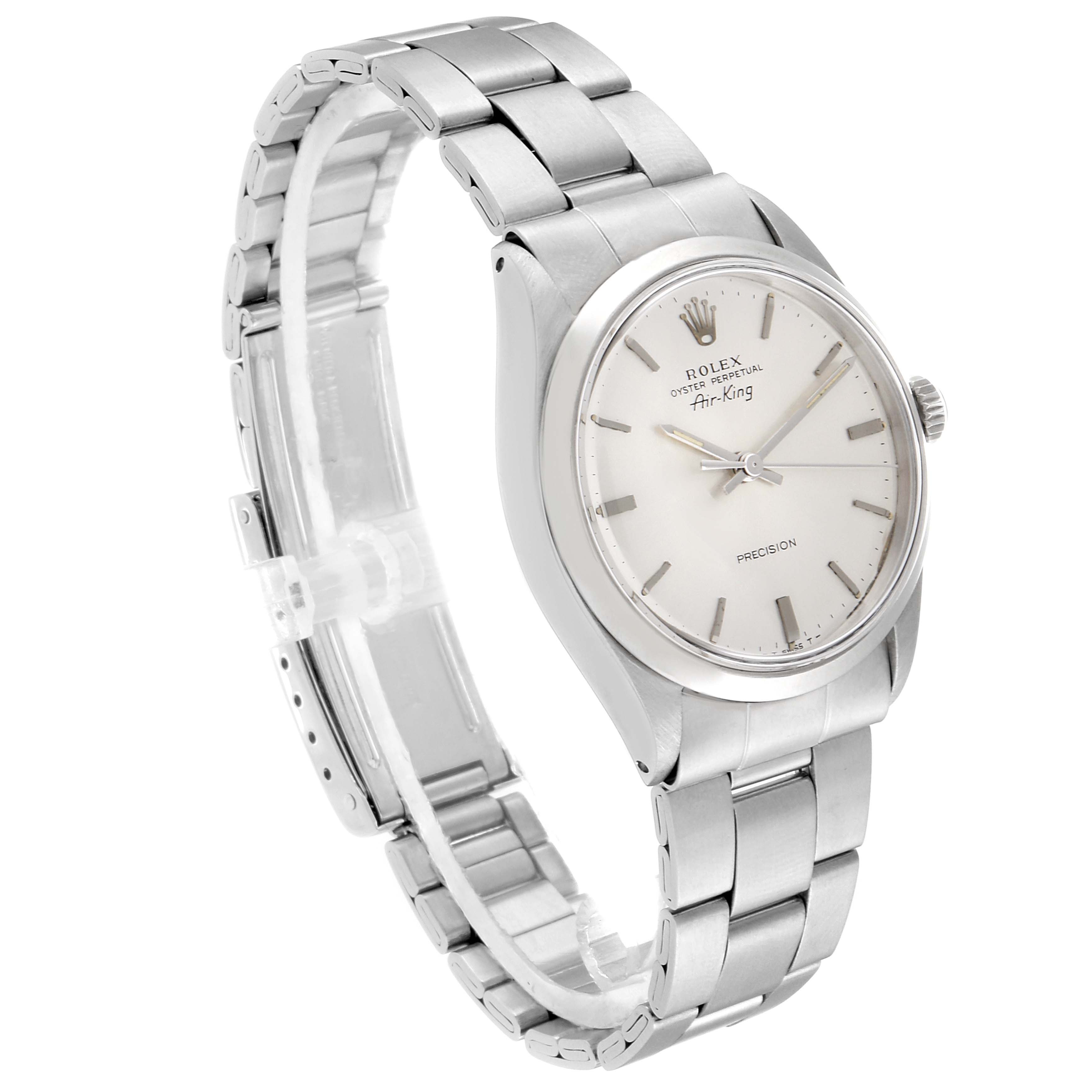 The image shows a Vintage Collection Rolex Air-King watch from a three-quarter angle, highlighting its face, band, and crown.