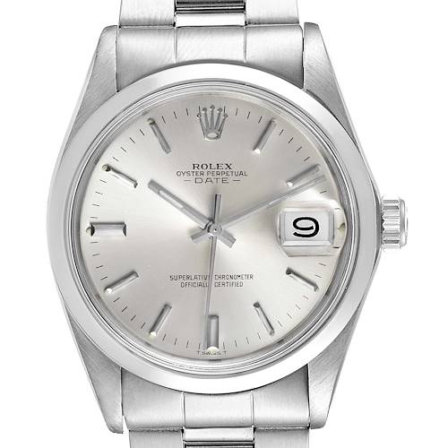 Photo of Rolex Date Silver Dial Domed Bezel Vintage Mens Watch 1500