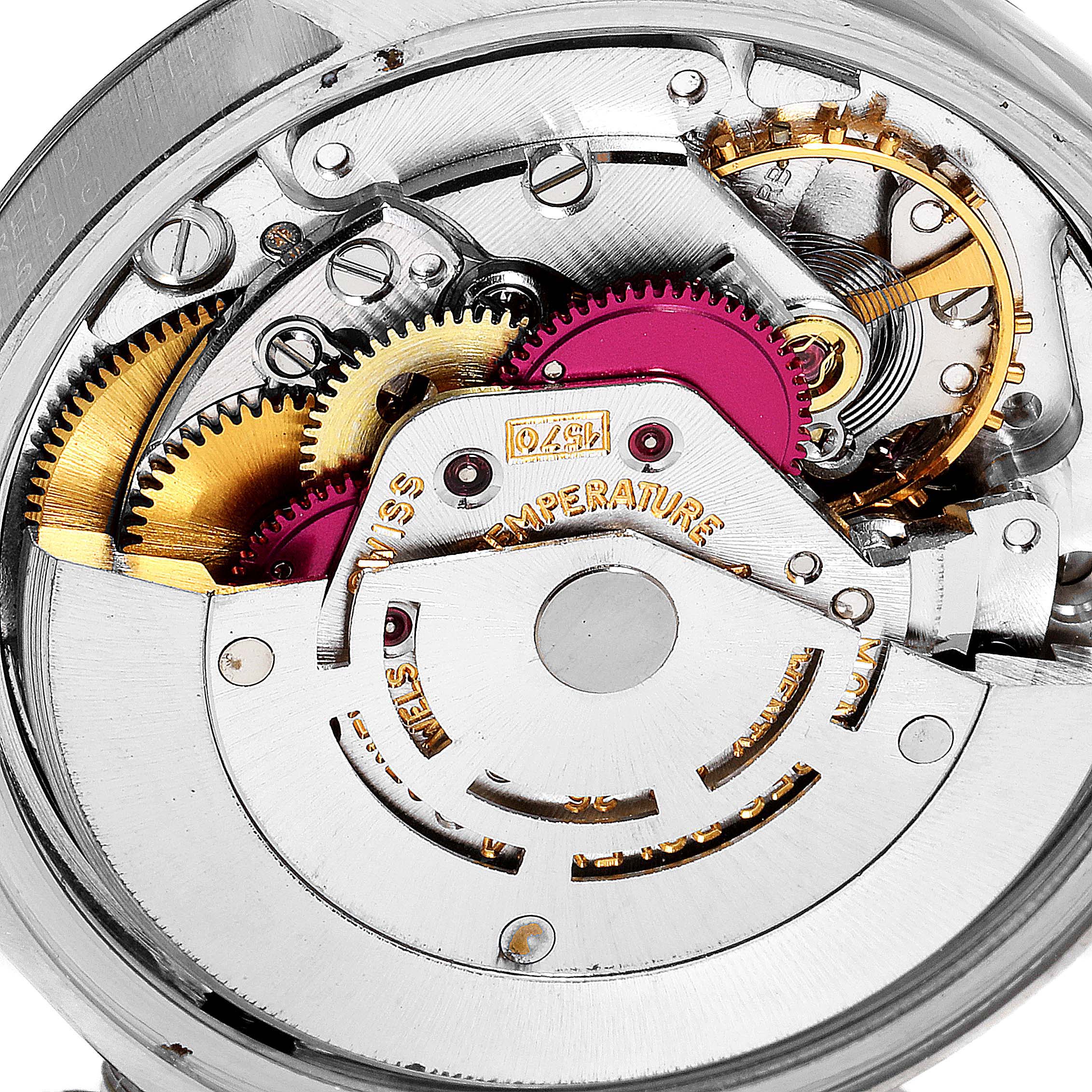 This image shows a close-up view of the internal mechanism of a Vintage Collection model by Rolex.