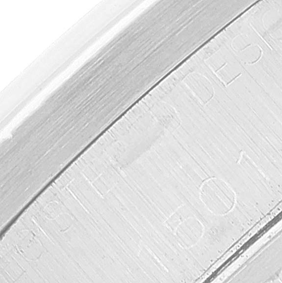 This is a close-up shot of the side of a Rolex Vintage Collection 15010 Men's Stainless Steel Silver Dial 15010 Men's Stainless Steel Silver Dial watch showing its engraved model number.
