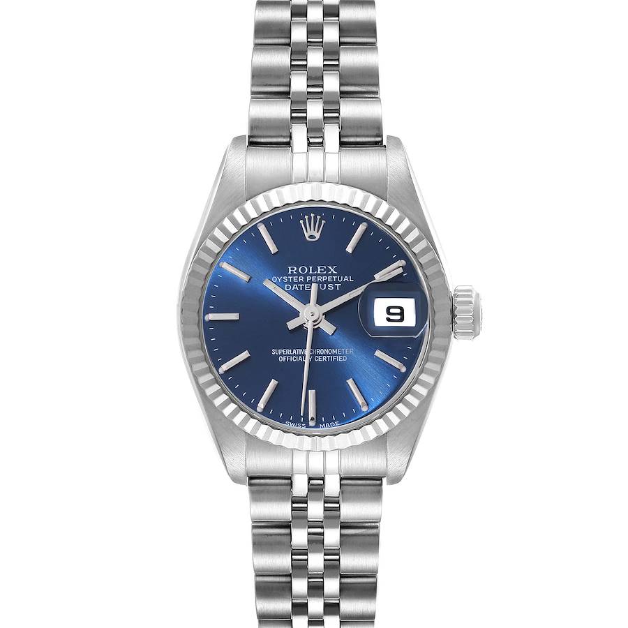 Rolex Datejust 26 Steel White Gold Blue Dial Ladies Watch 79174 Box Papers SwissWatchExpo