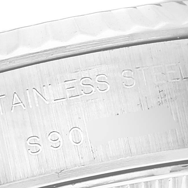 The image shows a close-up of the side of a stainless steel band of a Rolex Datejust 69174 Women's Stainless Steel White Dial 69174 Women's Stainless Steel White Dial watch.