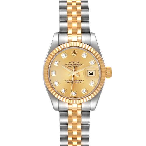 Photo of Rolex Datejust 26mm Steel Yellow Gold Diamond Ladies Watch 179173 Box Card