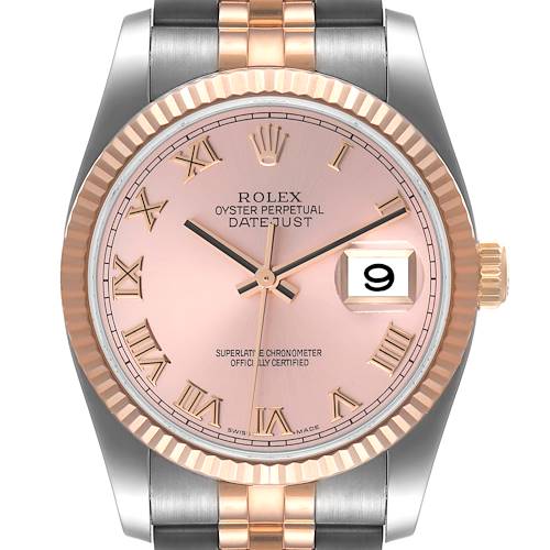 Photo of Rolex Datejust Steel Rose Gold Rose Roman Dial Mens Watch 116231