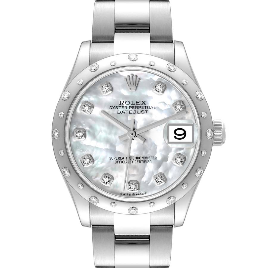 Rolex Datejust Midsize Steel White Gold Mother of Pearl Diamond Dial Ladies Watch 278344 Box Card SwissWatchExpo