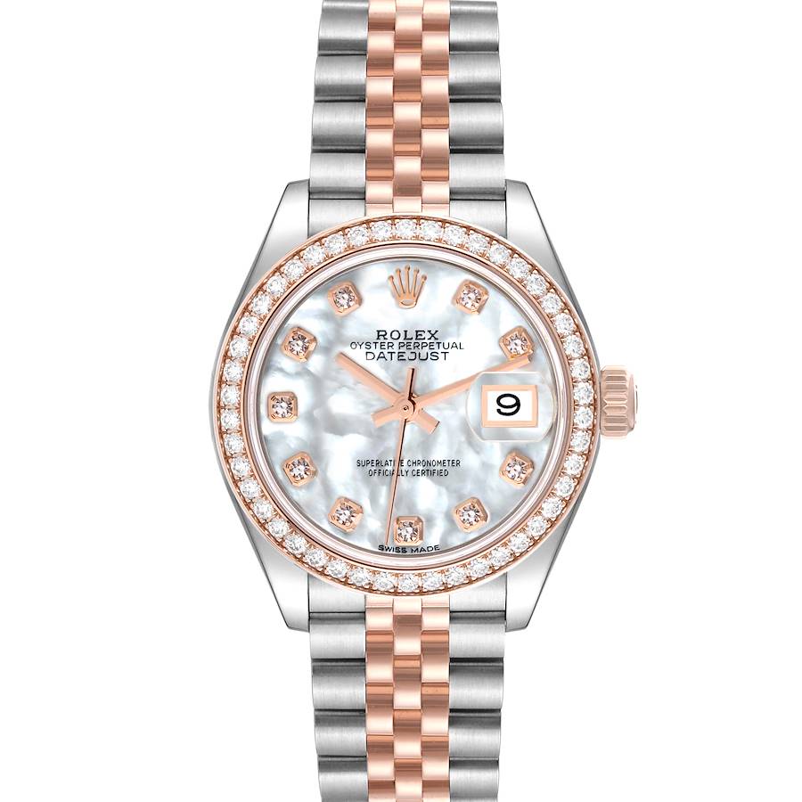 Rolex Datejust Steel Rose Gold Mother of Pearl Diamond Ladies Watch 279381 SwissWatchExpo