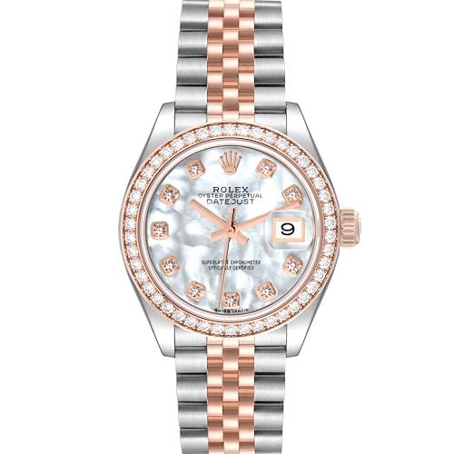 Photo of Rolex Datejust Steel Rose Gold Mother of Pearl Diamond Ladies Watch 279381