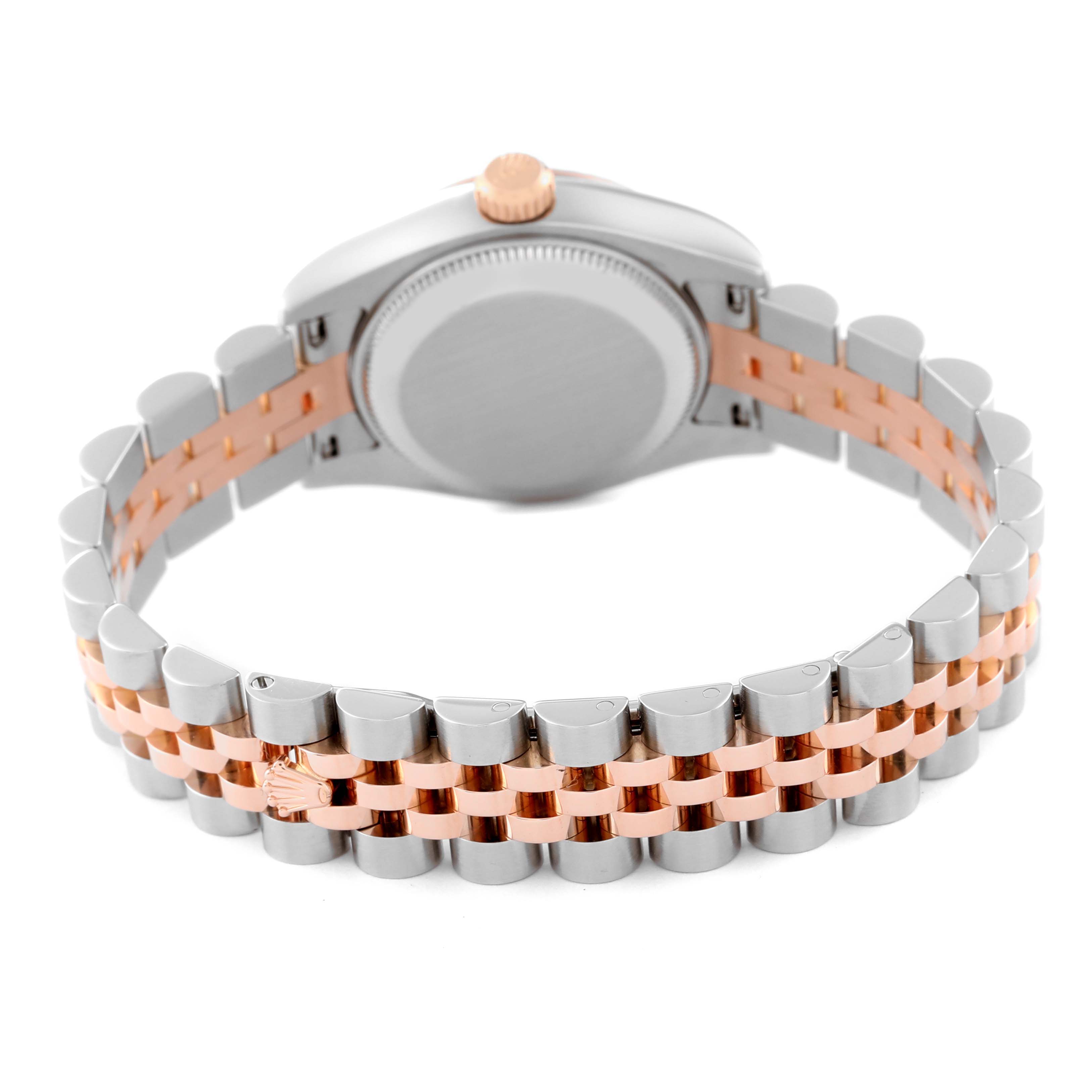 This image shows the back of the Rolex Datejust 179171 Women's Steel and Gold (two tone) Pink Dial 179171 Women's Steel and Gold (two tone) Pink Dial watch, focusing on the two-tone bracelet and the caseback.