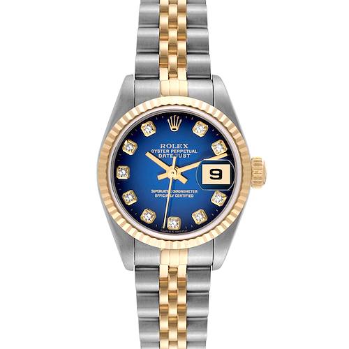 Photo of Rolex Datejust Steel Yellow Gold Blue Vignette Diamond Dial Ladies Watch 79173