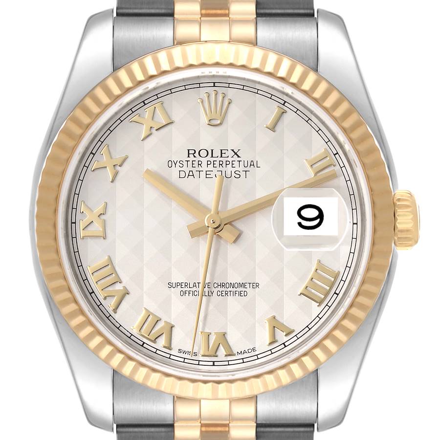 Rolex Datejust Steel Yellow Gold Pyramid Dial Mens Watch 116233 Box Papers SwissWatchExpo