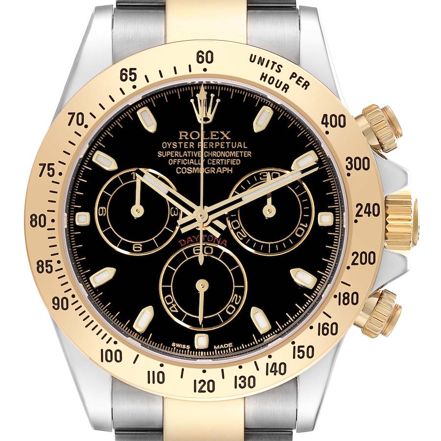 Rolex Daytona Steel Yellow Gold Black Dial Mens Watch 116523 Box Card SwissWatchExpo