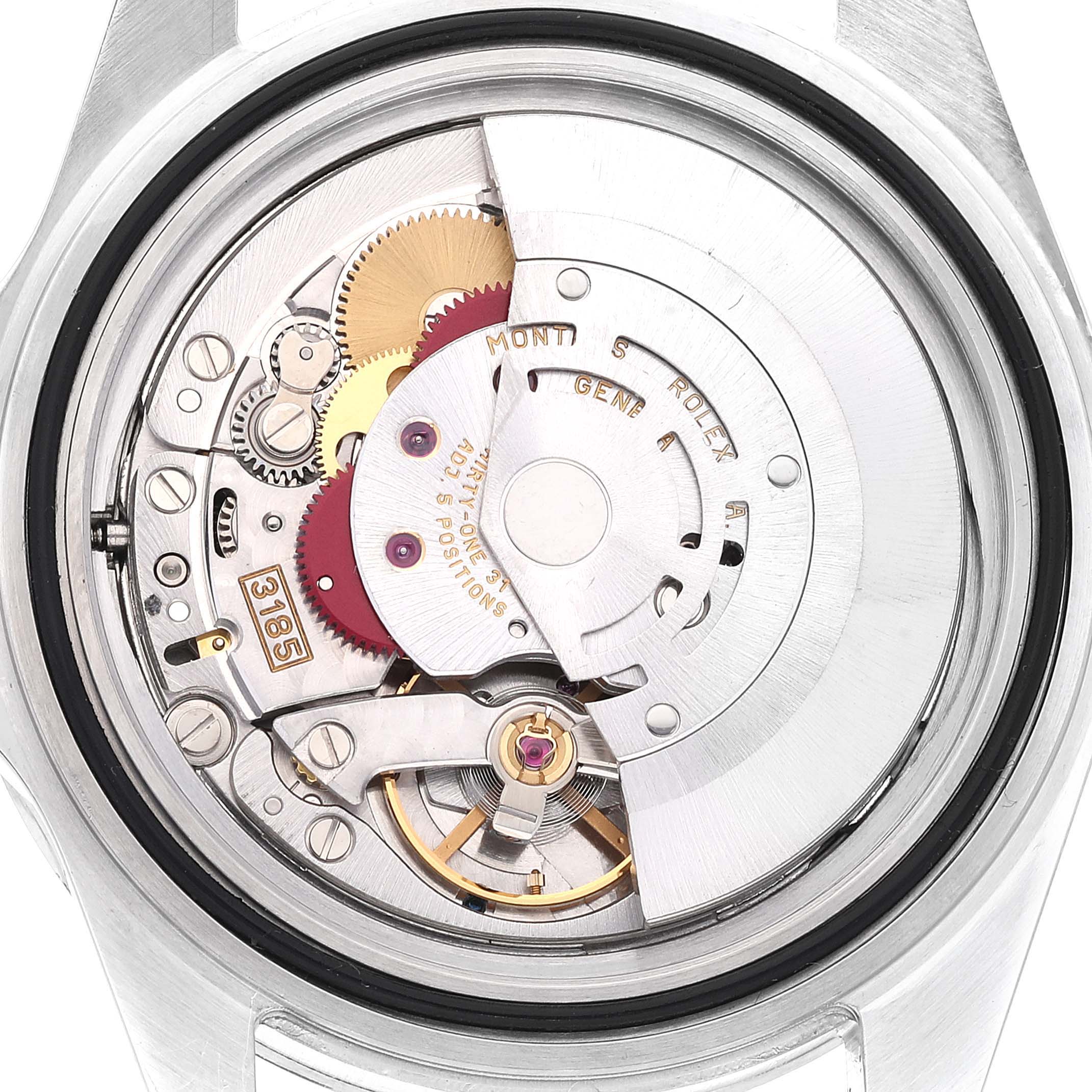 This image shows the internal movement mechanism of a Rolex Explorer 16570 Men
s Stainless Steel White Dial 16570 Men
s Stainless Steel White Dial watch from the back angle.