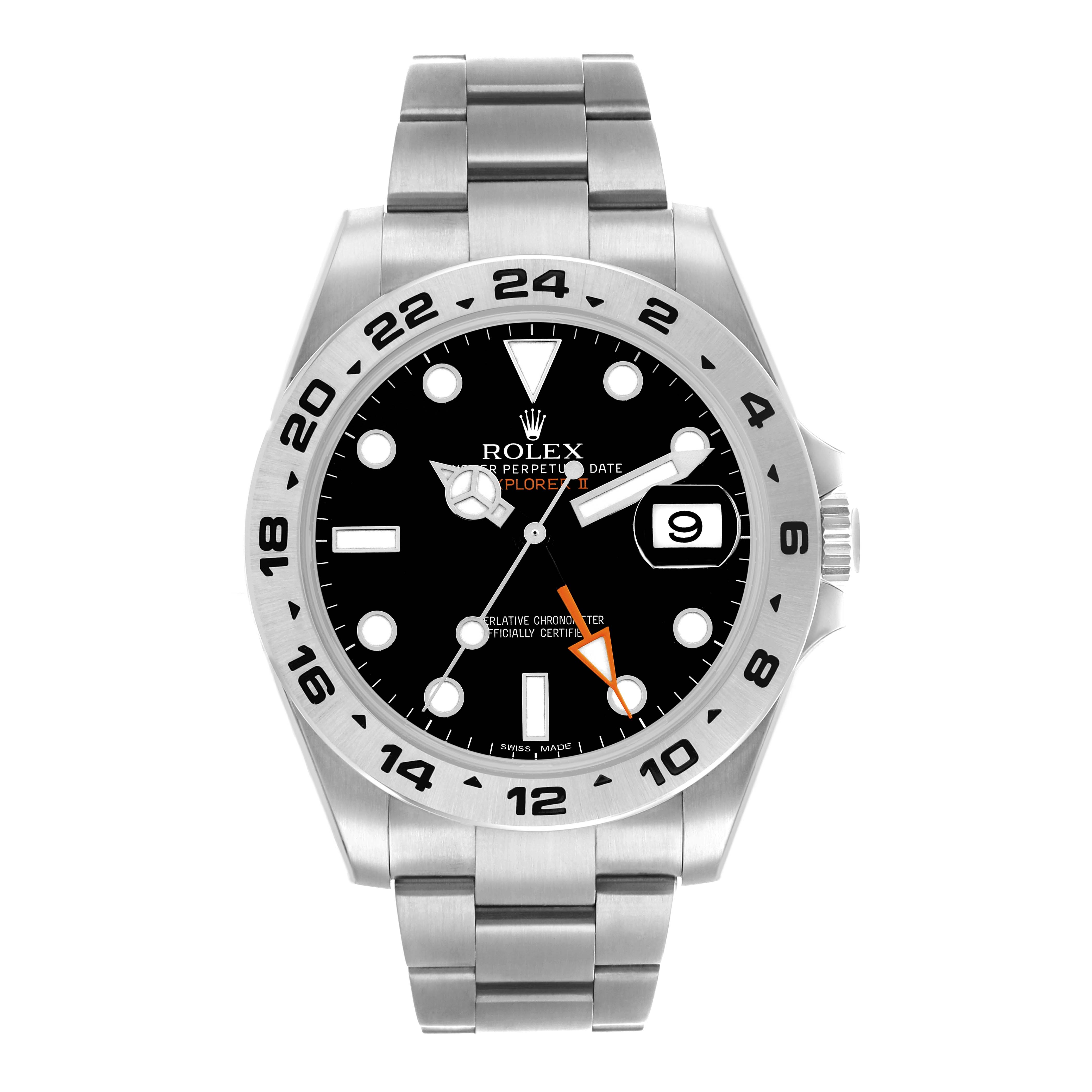 The Rolex Explorer 216570 Men
s Stainless Steel Black Dial model is shown from the front, highlighting the black dial, bezel, and bracelet.
