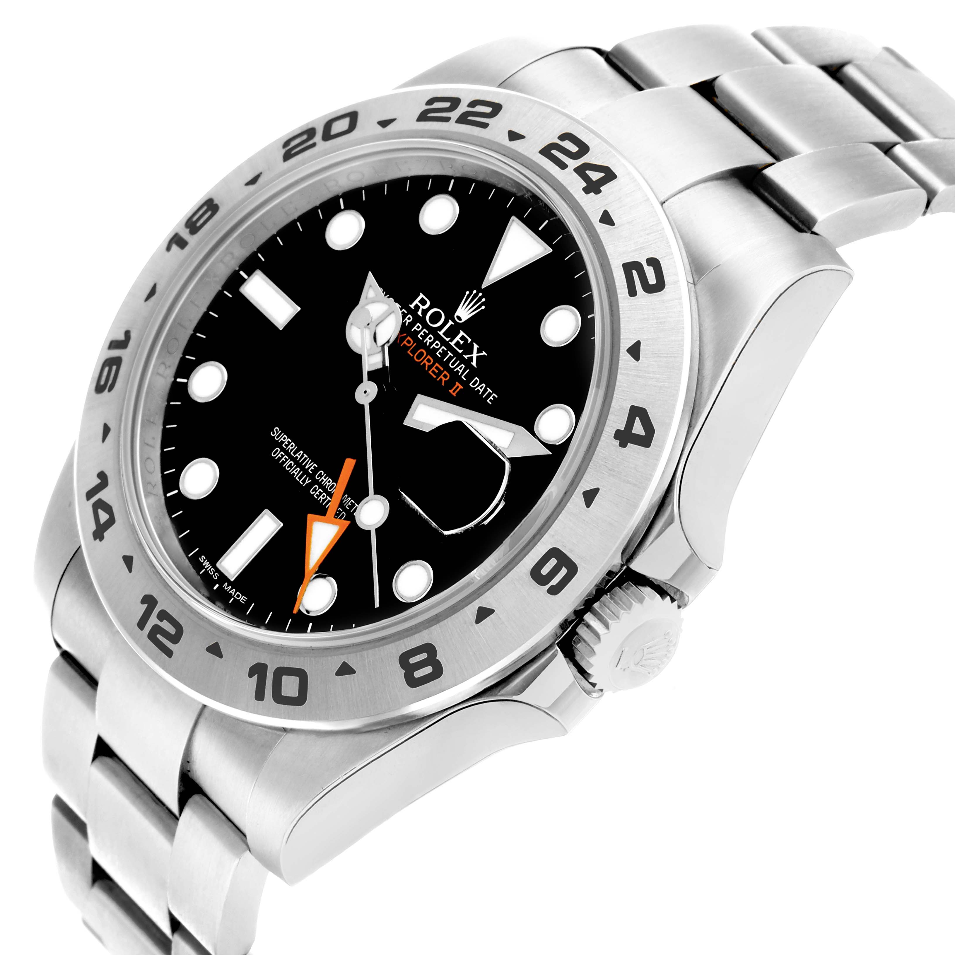 The Rolex Explorer 216570 Men
s Stainless Steel Black Dial model is shown at an angled view, highlighting the bezel, crown, and bracelet.