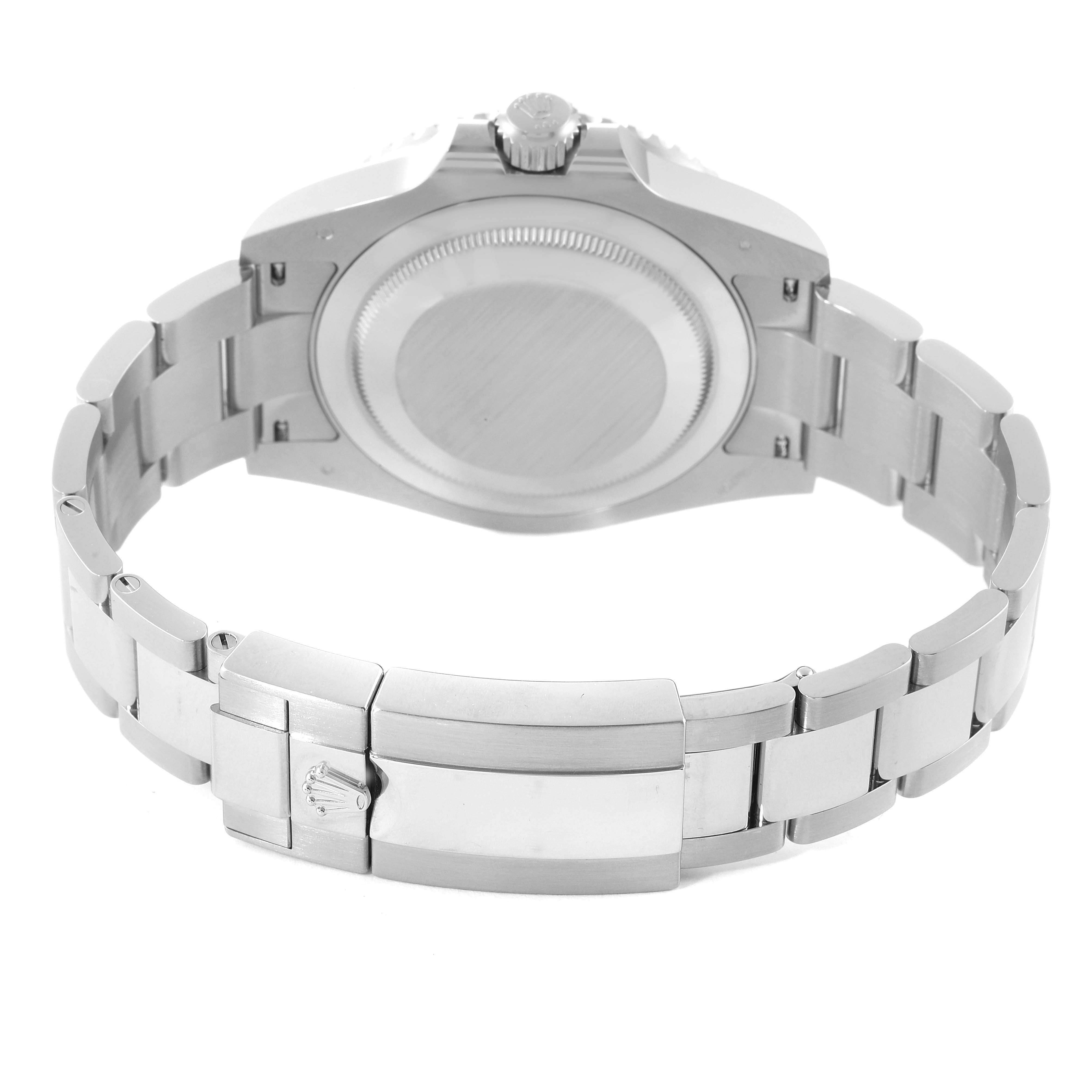 This image shows the back case and bracelet clasp of a Rolex GMT-Master 126719 Men
s Stainless Steel Blue Dial 126719 Men
s Stainless Steel Blue Dial watch.